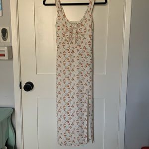 Cinch-front midi dress - white peach